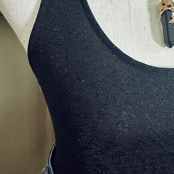 Zara Woman Basics Collection Black Shimmery Metallic One Piece Tank Bodysuit - Picture 3 of 8